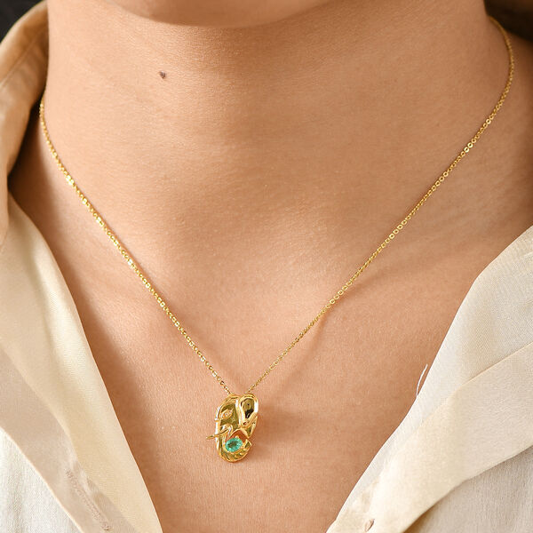 Kagem Sambischer Smaragd Anhänger 925 Silber 750 Gelb Vergoldet ca. 0.20 ct image number 2