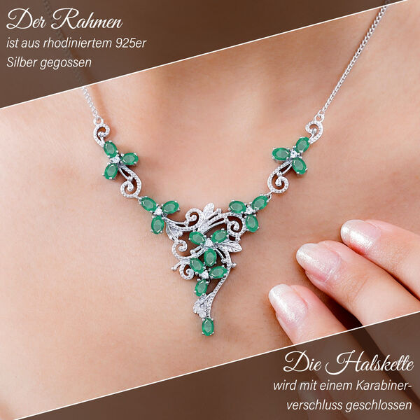 Kagem sambische Smaragd und Zirkon-Halskette, 45 cm - 4,78 ct. image number 3