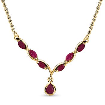 Afrikanisches Rubin (Fissure gef&uuml;llt) Collier, ca. 45 cm, 925 Silber vergoldet ca. 1,74 ct