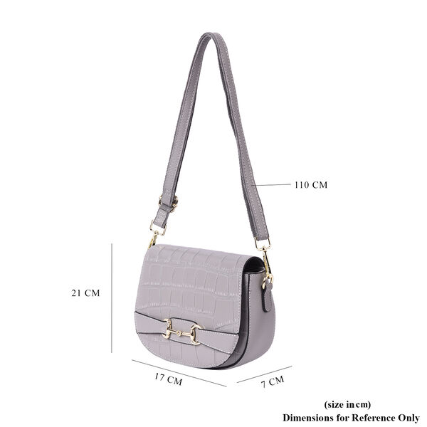 Echtes Leder Crossbody Tasche, mit Rei&szlig;verschluss, Grau image number 5
