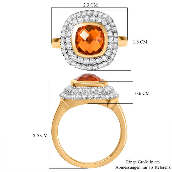 AAA Mexikanischer Purpurroter Feueropal, Moissanit Ring 925 Silber 750 Gelbgold Vermeil (Gr&ouml;&szlig;e 18.00) ca. 2.63 ct image number 6