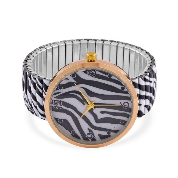 STRADA - Japanisches Uhrwerk, Flexible Uhr, Zebra Muster image number 5