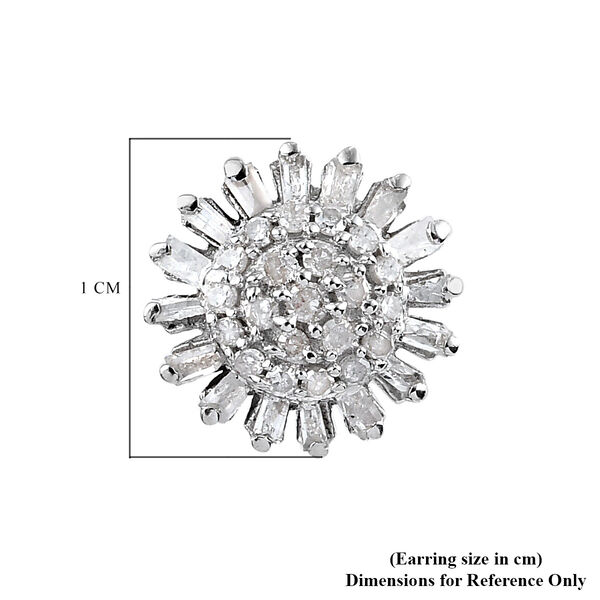 Diamant Blumen Ohrstecker 925 Silber platiniert ca. 0,50 ct image number 4