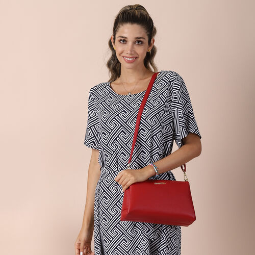 Sencillez Crossbody Tasche aus echtem Leder,  Größe 28x9x17 cm, Weinrot image number 1