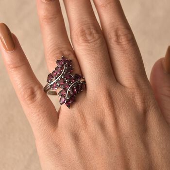 Nat&uuml;rlicher Rhodolith Granat Ring 316L Edelstahl (Gr&ouml;&szlig;e 17.00) ca. 6.21 ct