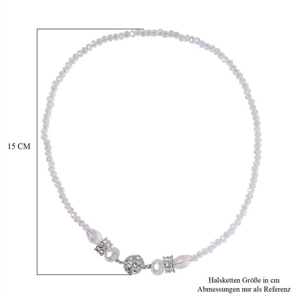 2er Set - Mehrreihige Wei&szlig;e Kristall Perlen Halskette und passende Ohrringe image number 6