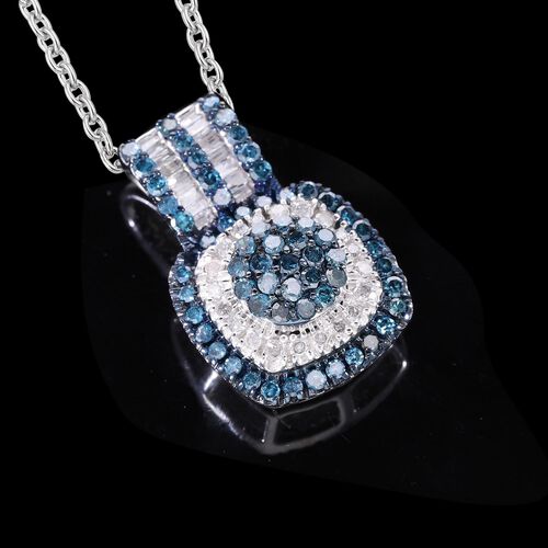 Blauer und weißer Diamant-Anhänger mit 50cm Kette - 1 ct. image number 8