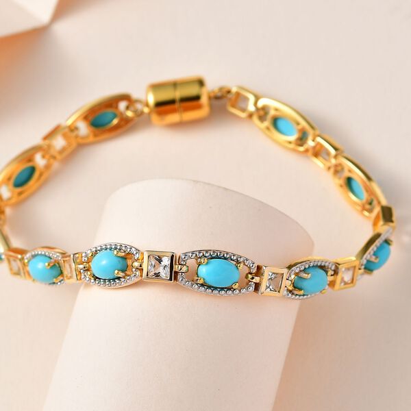 Amerikanisches natürliches Sleeping Beauty Türkis und Topas-Armband image number 2