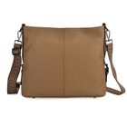 Leder-Crossbody-Tasche mit 3 Tragevarianten, 32x12x25 cm, Hell-Khaki