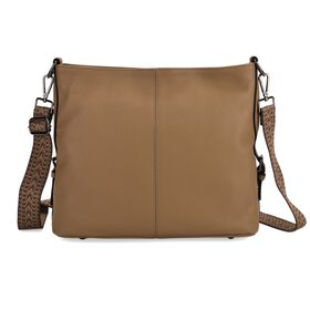 Leder-Crossbody-Tasche mit 3 Tragevarianten, 32x12x25 cm, Hell-Khaki