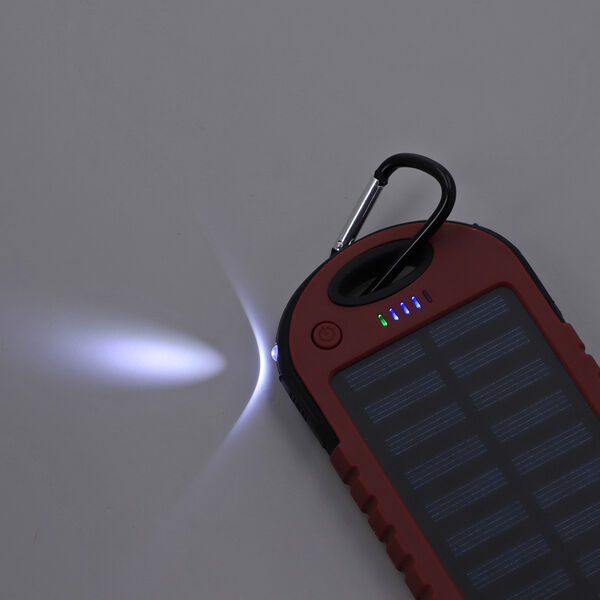 HOMESMART - Solarpowerbank mit 5000 mAh, tragbar, 15x7.5cm, 145g, Rot image number 3
