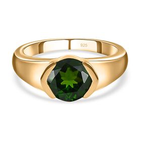 Natürlicher Chromdiopsid Ring, 925 Silber Gelbgold Vermeil, (Größe 18.00) ca. 2.04 ct