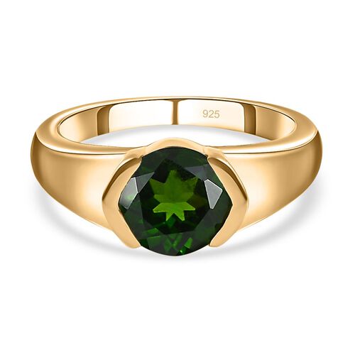 Natürlicher Chromdiopsid Ring, 925 Silber Gelbgold Vermeil, (Größe 18.00) ca. 2.04 ct image number 0