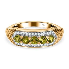 Natürlicher AA Calabar-Turmalin, Weißer Zirkon Ring, 925 Silber Gelbgold Vermeil (Größe 19.00) ca. 0.89 ct