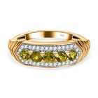 Natürlicher AA Calabar-Turmalin, Weißer Zirkon Ring, 925 Silber Gelbgold Vermeil (Größe 19.00) ca. 0.89 ct