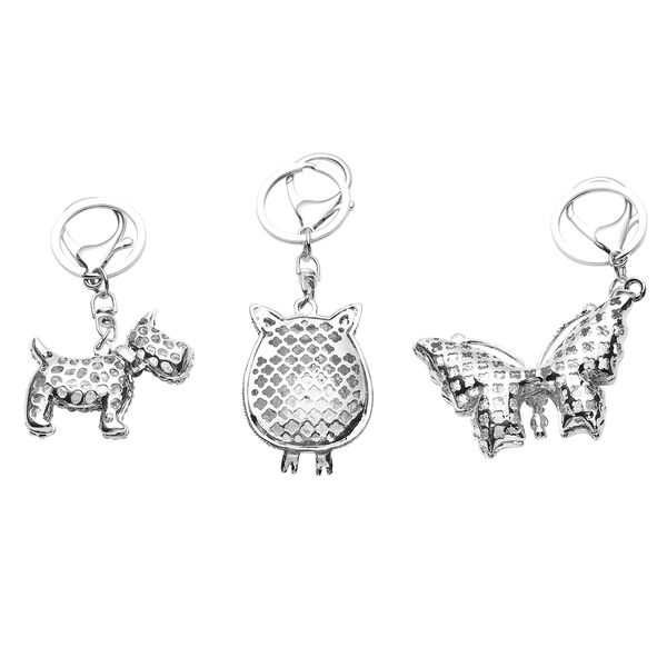 3er Set - Schwarze und wei&szlig;e Kristall-Schl&uuml;sselanh&auml;nger - 5,54 ct. image number 2