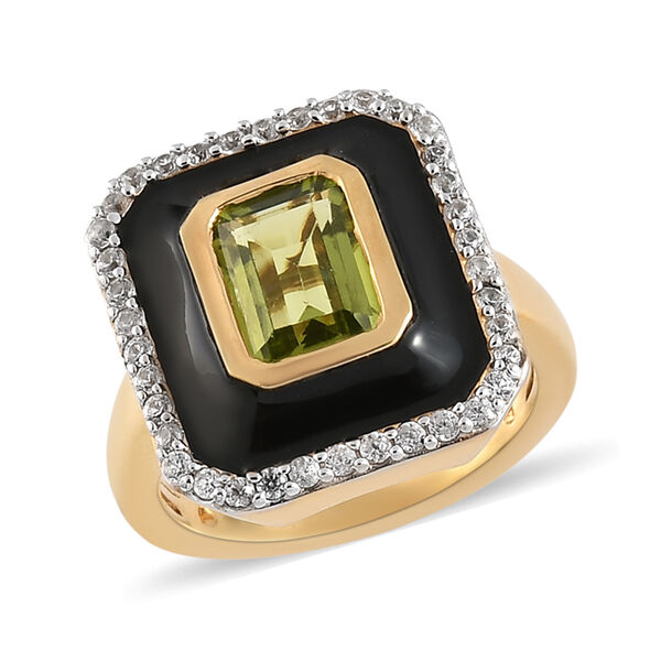 Nat&uuml;rlicher Peridot und Zirkon-Ring, 925 Silber vergoldet  ca. 1,68 ct image number 4