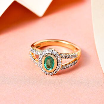 Kagem sambischer Smaragd und Zirkon-Ring - 1,39 ct.