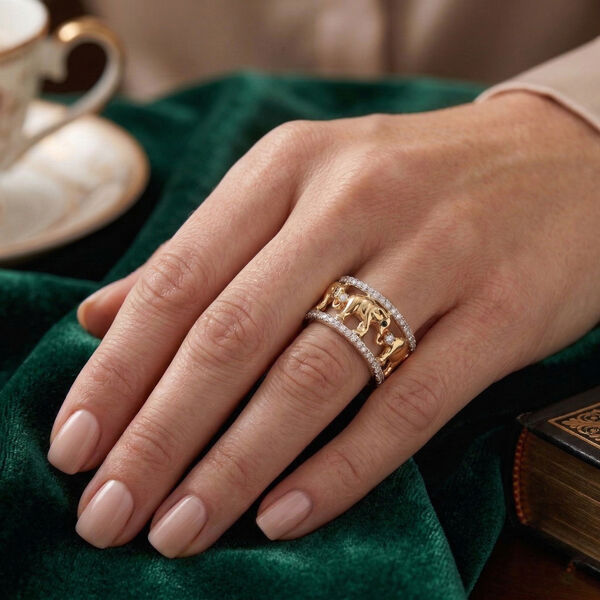 LUSTRO STELLA - wei&szlig;er Zirkonia-Elefant-Bandring image number 3