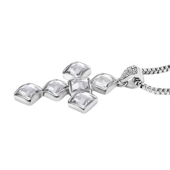 Wei&szlig;er Kreuz Kristall Halskette, ca. 60 cm, silberfarben