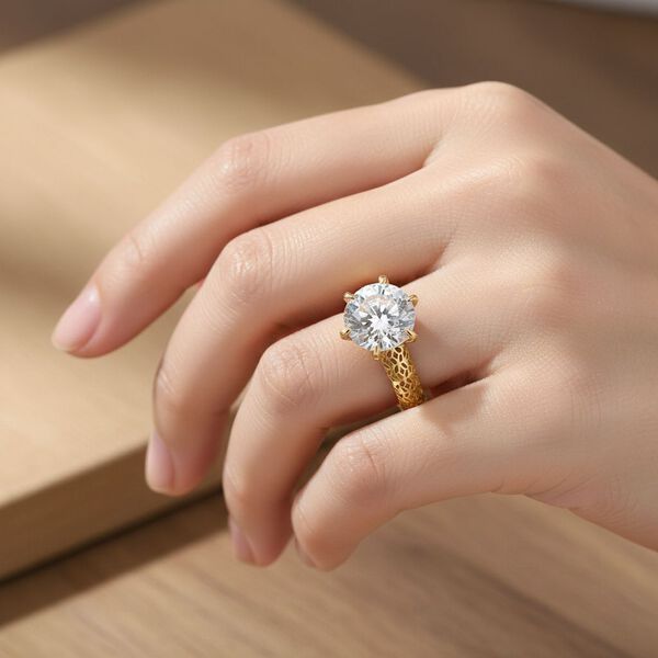 D'Joy Moissanit Ring, 925 Silber 750 Gelbgold Vermeil - 2,23 ct. image number 2