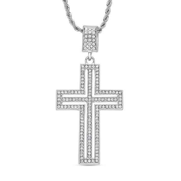 Wei&szlig;er Kristall-Anh&auml;nger mit Kette - 8 ct.