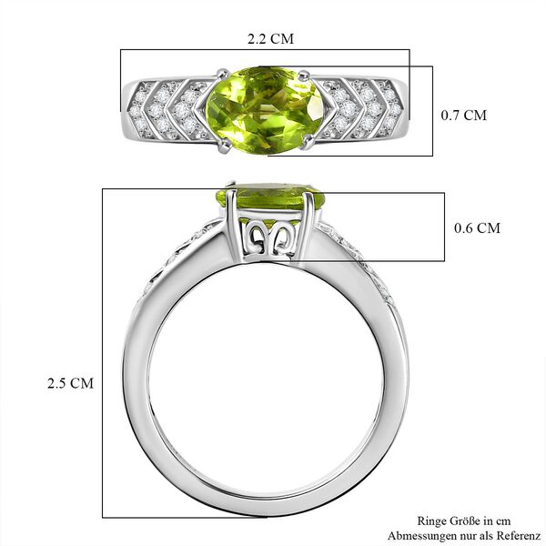 Peridot, Weißer Zirkon Ring Nickelfreies Messing (Größe 19.00) ca. 1,38 ct image number 6