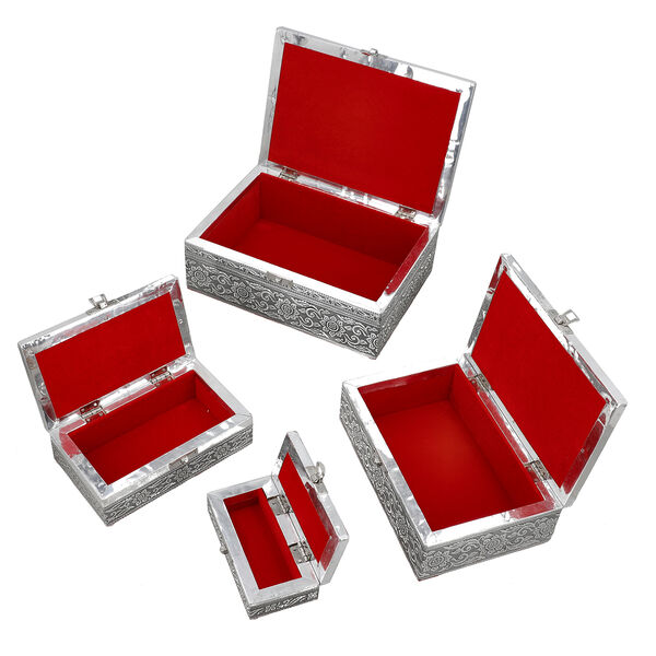 4-teiliges Set handgefertigter Aluminiumboxen mit Kolibri-Motiv, Größen von 24x17x9 cm bis 13x6,5x3 cm image number 6