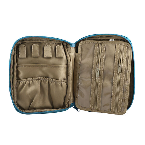 SUKRITI: Handbemalter Schmuckkoffer, Spatz-Muster, Hellblau image number 4