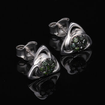 Gr&uuml;ne Diamant Ohrstecker, 925 Silber platiniert ca. 0,25 ct