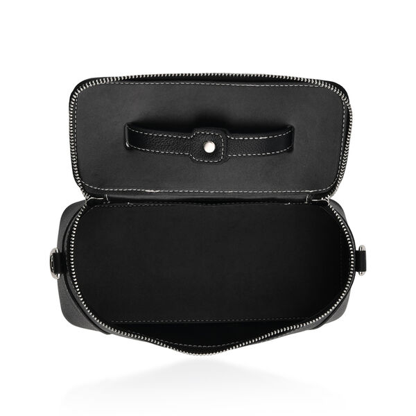 Echtleder City Crossbody-Tasche mit Tragegriff, Schwarz, 23.5x12x10 cm image number 6