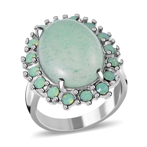 Gr&uuml;ner Aventurin und neongr&uuml;ner Kristall Ring, ca. 5,00 ct. image number 4