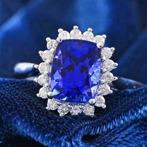 Rhapsody AAAA Tansanit, Weißer Diamant Ringe 950 Platin (Größe 17.00) ca. 2,55 ct image number 1