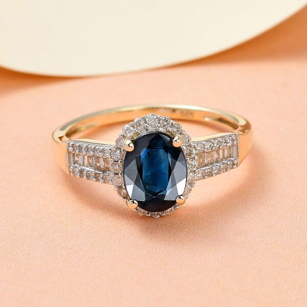 AAA Ozean-grüner Saphir und weißer Diamant-Ring - 1,93 ct. image number 2