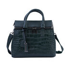 Schultertasche aus 100% echtem Leder mit Kroko-Prägung und abnehmbarem Riemen, Größe 29x12x22 cm, Dunkelgrün