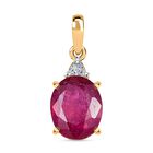 D'Joy Afrikanischer Rubin (Fissure gef&uuml;llt), Moissanit Anh&auml;nger 925 Silber 750 Gelb Vergoldet ca. 4.24 ct