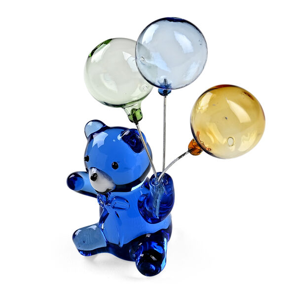 "Bear with Balloon glass ormaments Material:Glass Color:Blue Size:5*3*9CM " image number 2