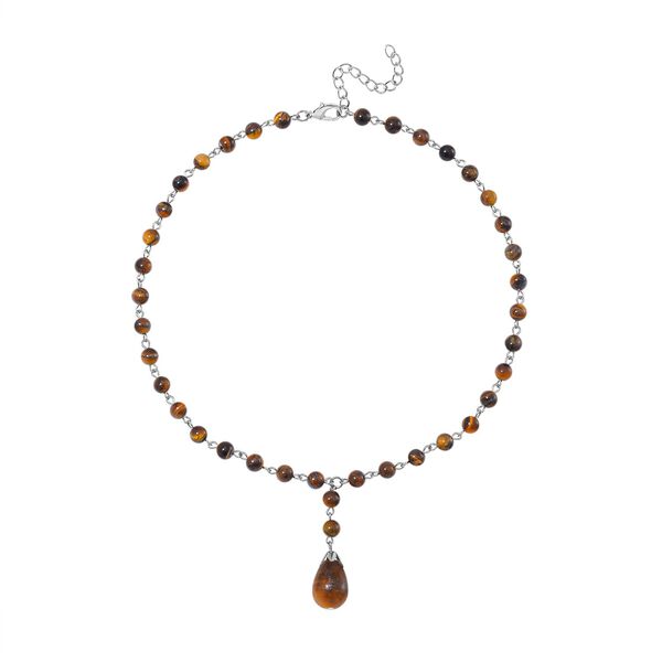 Tigerauge Halskette ca. 45 cm+ 5 cm Extender, ca. 95.00 ct