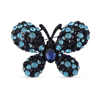 Mehrfarbiger Kristall Schmetterling Brosche, Schwarz