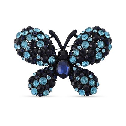 Mehrfarbiger Kristall Schmetterling Brosche, Schwarz