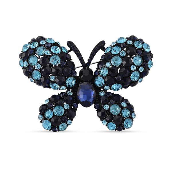 Mehrfarbiger Kristall Schmetterling Brosche, Schwarz