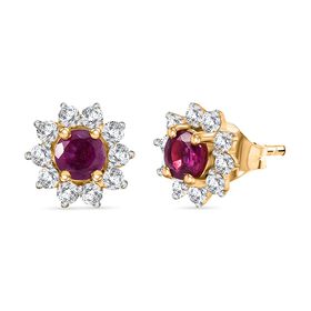Rubin und Zirkon Ohrstecker - 1,47 ct.