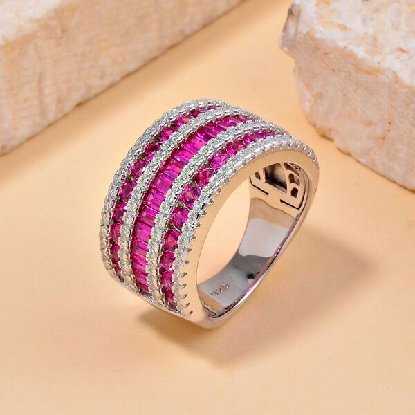 Rubin Zirkonia Ring, 925 Silber rhodiniert, (Größe 16.00) image number 2