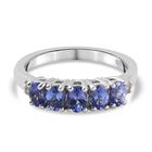 AA Tansanit und Diamant 5 Stein Ring 925 Silber Platin-Überzug (Größe 16.00) ca. 0,70 ct