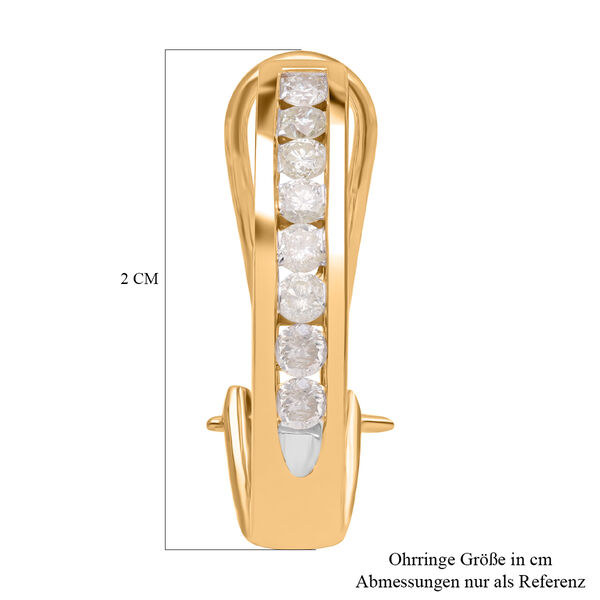 Wei&szlig;e Diamant Creolen, 925 Silber Gelbgold Vermeil ca. 0.50 ct image number 5