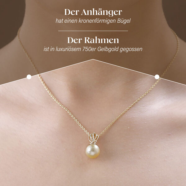 ILIANA AAA 10-11mm goldene S&uuml;dseeperle Anh&auml;nger in 750 Gold image number 3