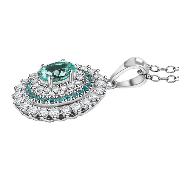 RHAPSODY zertifiziert und geprüft AAAA Paraiba Turmalin und VS-EF Diamant Anhänger mit 45cm Kette in 950 Platin - 1,98 ct. image number 3