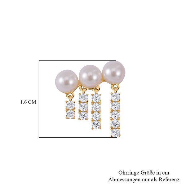 Wei&szlig;e Muschelkernperle und Zirkonia Ohrringe image number 5