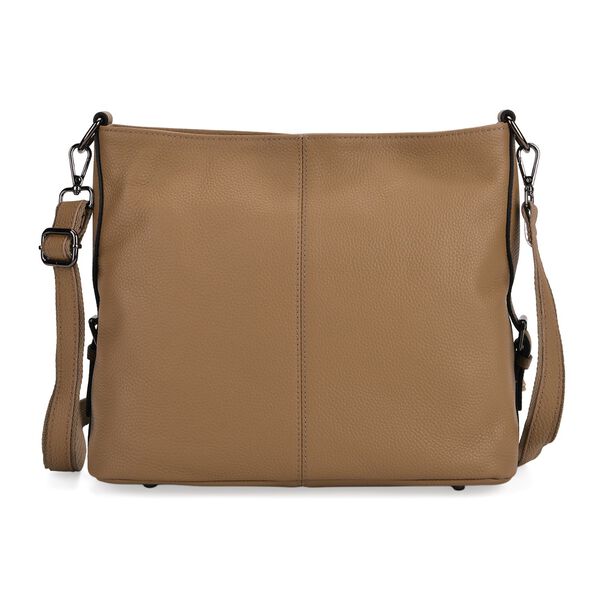 Crossbody Tasche mit 3 Tragevarianten, Echtleder, 32x12x25cm, Riemen 130cm, Hellkhaki image number 6