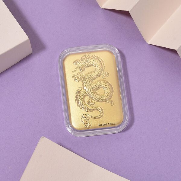 EXKLUSIVES GESCHENK 999er Goldbarren mit Drachen-Motiv, 10mg image number 1